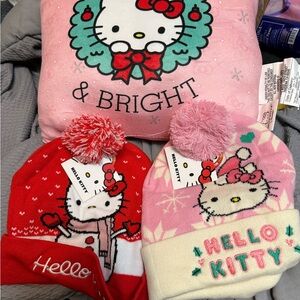 Hello Kitty Pink and Red Beanie Set